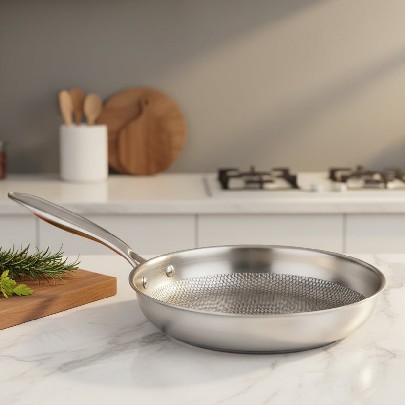 PURESTEEL – Uncoated stainless steel frying pan for steak, roasting & daily cooking