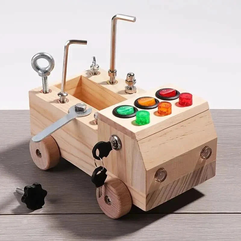 Montessori beschäftigtes Board - Leder und Spiel mit LEDs-6