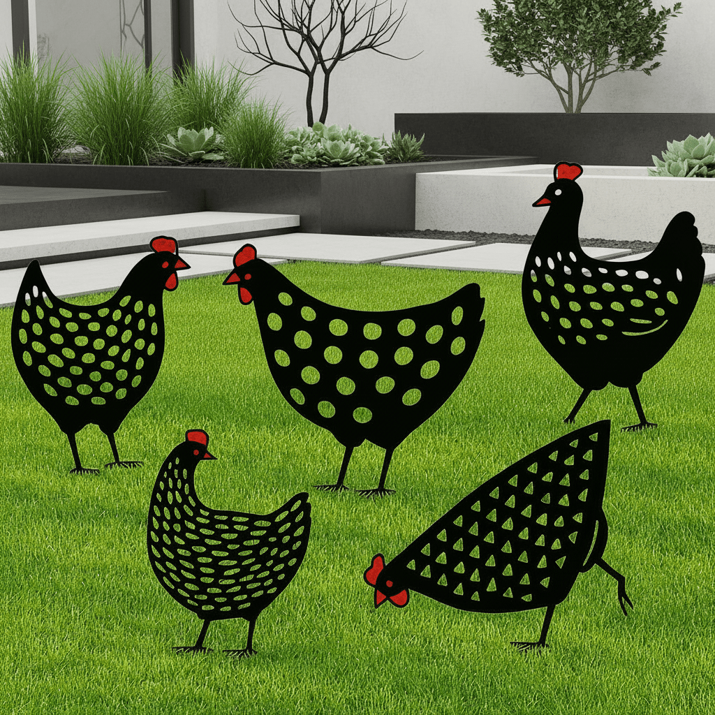 HENVERA – Weather-resistant chicken decoration for rustic garden charm