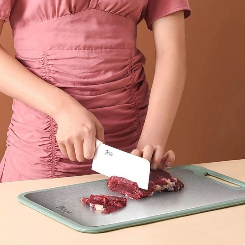 STEELEDGE – Double-Sided Stainless Steel Cutting Board with Non-Stick Surface and Juice Groove