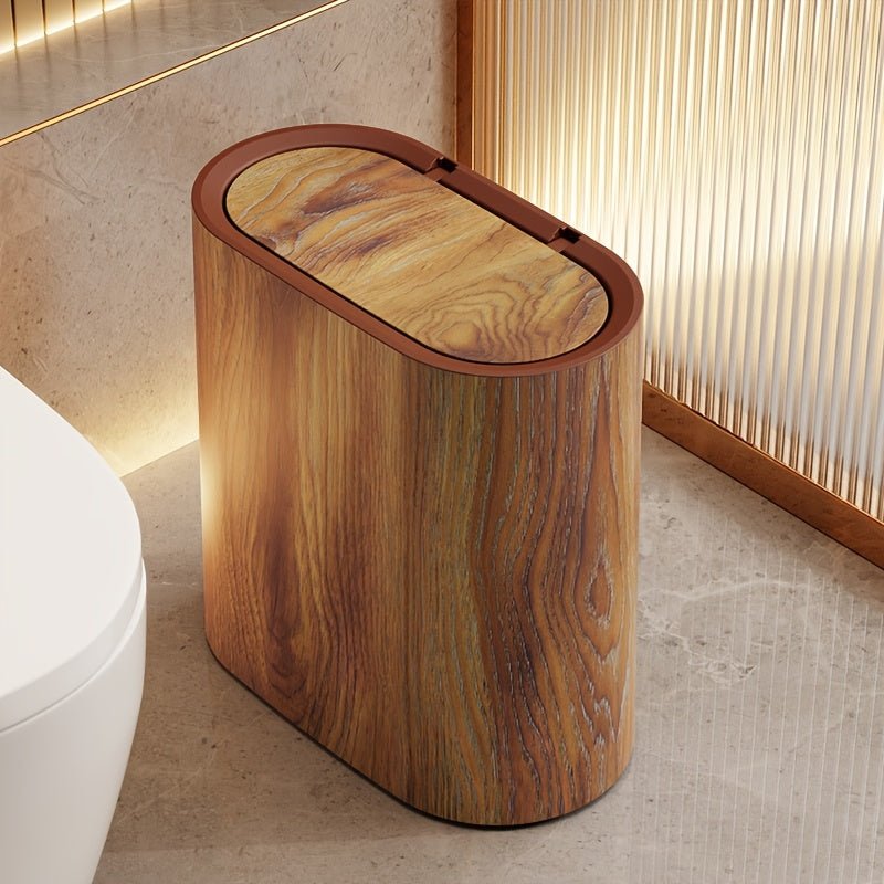 LIVELUX – Moderner ovaler Abfalleimer mit Marmor-Design für Bad und Küche 0