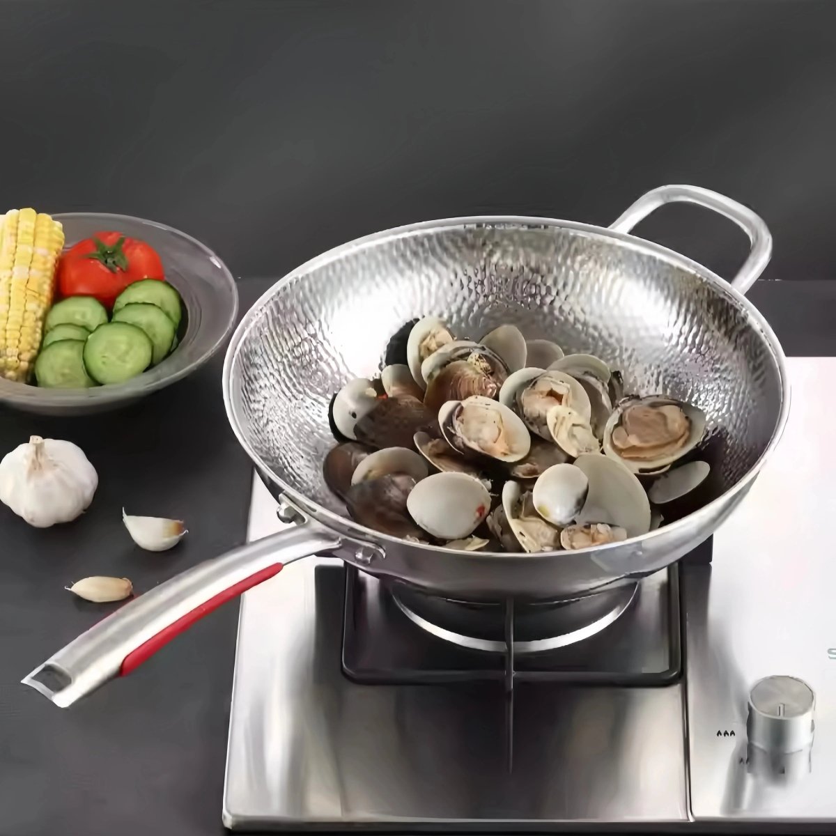 METALISSE – Premium Titan-Wok mit rundem Boden für Induktionsherde und müheloses Pfannenrühren 0