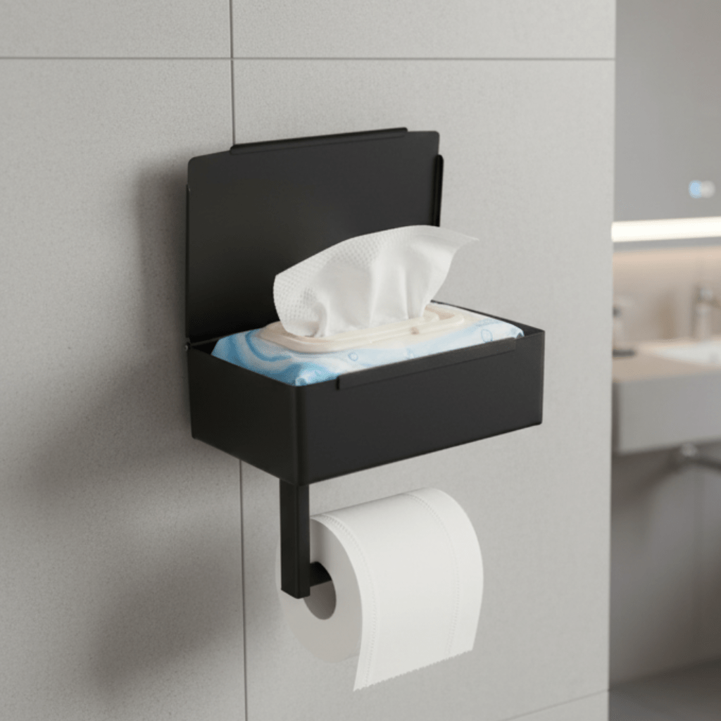 StahlDeluxe Toilet Paper Holder - Stainless steel with multifunctional storage compartment for your bathroom