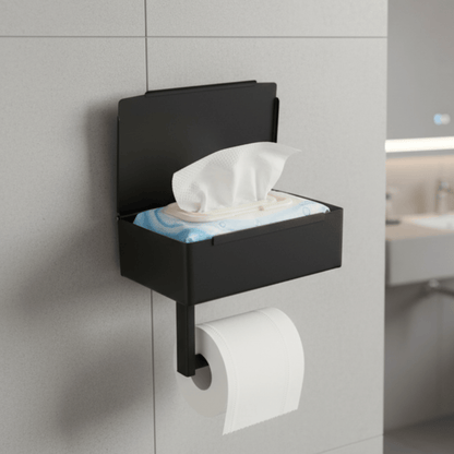 StahlDeluxe Toilet Paper Holder - Stainless steel with multifunctional storage compartment for your bathroom