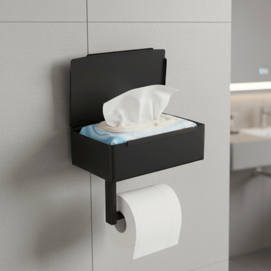 StahlDeluxe Toilet Paper Holder - Stainless steel with multifunctional storage compartment for your bathroom