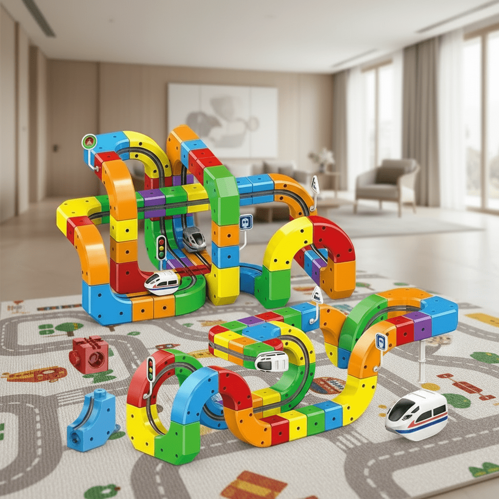 RAILCREATOR – 3D-Eisenbahnbauset für Kinder mit wiederaufladbarer Lokomotive 0