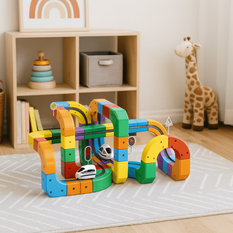 RAILCREATOR – 3D-Eisenbahnbauset für Kinder mit wiederaufladbarer Lokomotive 3