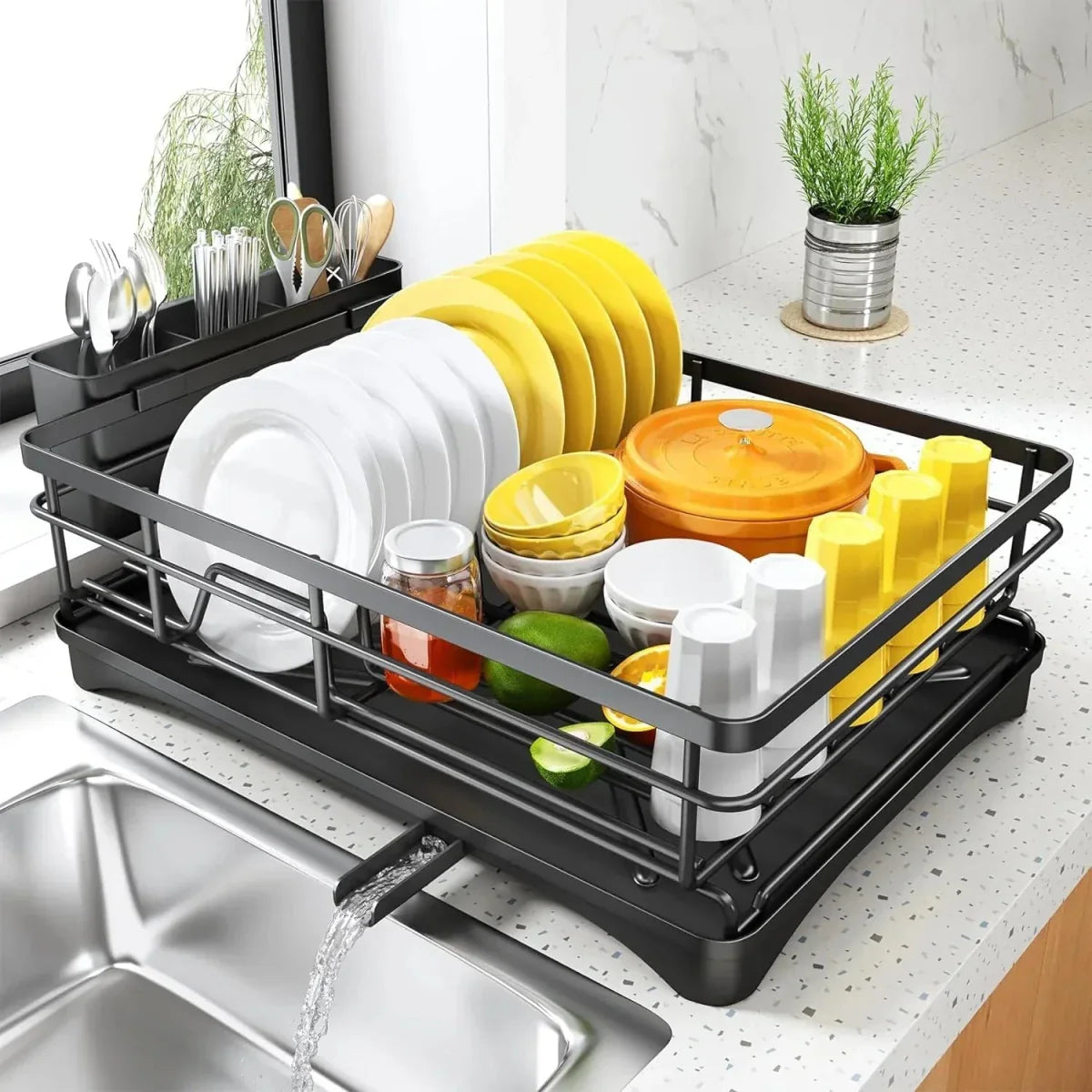 DRAINFLOW – Large Dish Drainer with Drip Tray