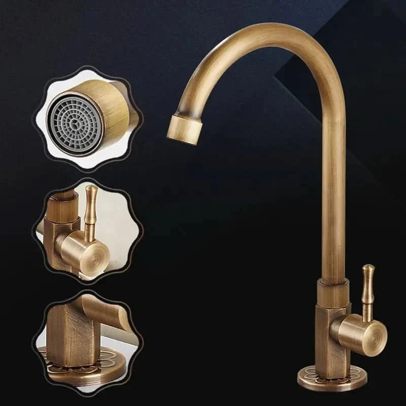 Elegante Schwan Hals Küchenarmaturen aus antikem Messing-4