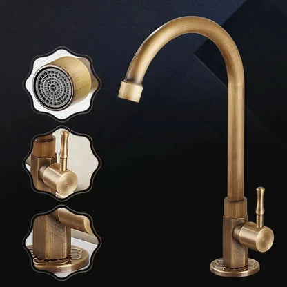 Elegante Schwan Hals Küchenarmaturen aus antikem Messing-4