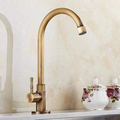 Elegante Schwan Hals Küchenarmaturen aus antikem Messing-2