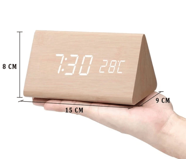 LED-Holzuhr mit Sprachsteuerung – Moderne Holzdesign Uhr mit Klarer LED-Anzeige-5