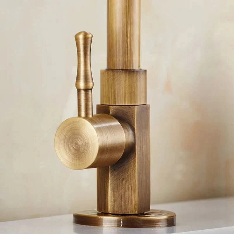 Elegante Schwan Hals Küchenarmaturen aus antikem Messing-5