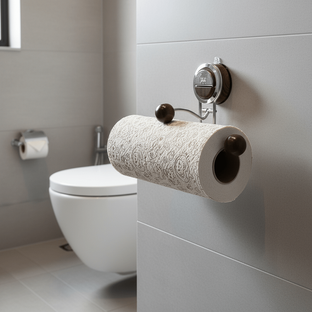 TISSUE TUG – Starker Halt, bohrfreier Halter für große Toilettenpapierrollen 1