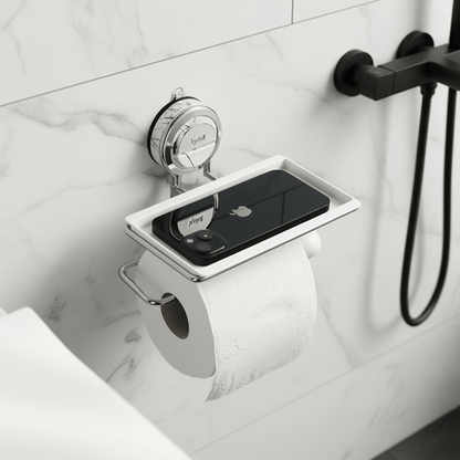 TISSUE TUG – Starker Halt, bohrfreier Halter für große Toilettenpapierrollen 9