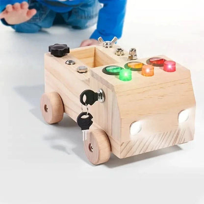Montessori beschäftigtes Board - Leder und Spiel mit LEDs-5